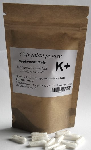 Cytrynian potasu (680 mg) 100 kapsułek wegańskich serce, układ krążenia