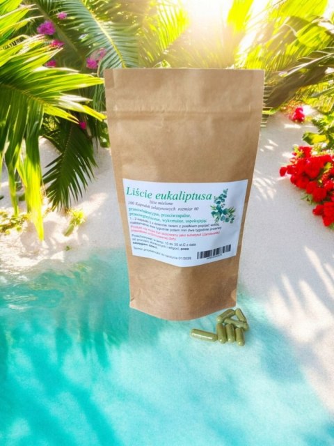 Liście eukaiptusa 100 kap. przeciwzapalne, wykrztuśne, uspakajające